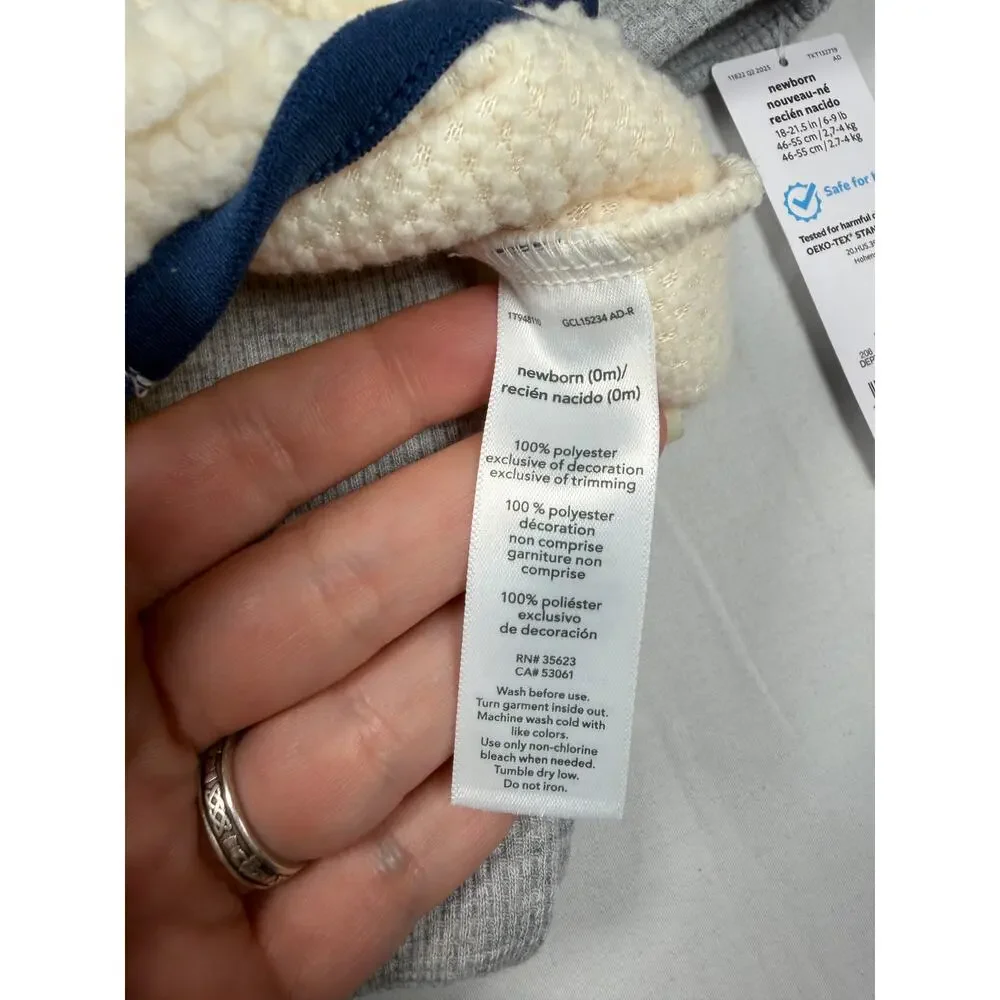 Carters 3 Piece Outfit Boys Newborn Long Sleeve Bodysuit Pants Vest Gray Blue